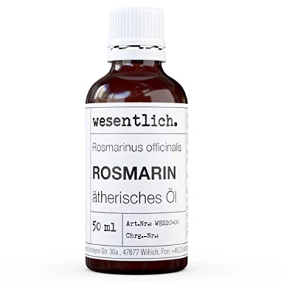 Abbildung von wesentlich. Rosmarinöl ätherisches Öl 100% naturrein (Glasflasche) u.a. für Duftlampe und Diffuser (50ml)