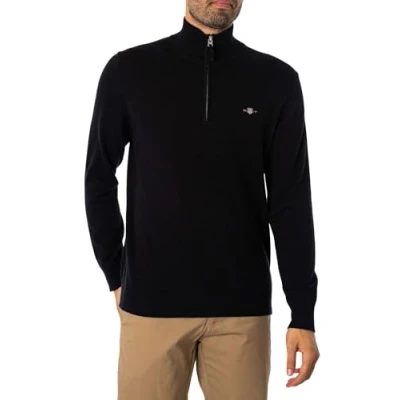 Abbildung von GANT Classic HALF ZIP Strickpullover, Herren, Größe: Medium, Black