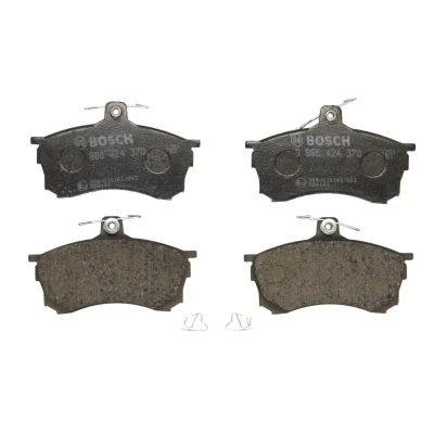 Abbildung von BOSCH 0 986 424 370 Bremsbelagsatz Low Metallic mit akustischer Verschleißwarnung Anti Quietsch Blech, Schrauben Zubehör