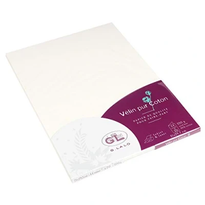 Abbildung von Lalo 48800L Packung mit 20 Blatt Briefpapier DIN A4 21x29,7 cm 220g, Velin pur Coton glatt und seidig ideal für Glückwunschkarten, Speisekarten Einladungen Premium Qualität, Cremeweiß, 1