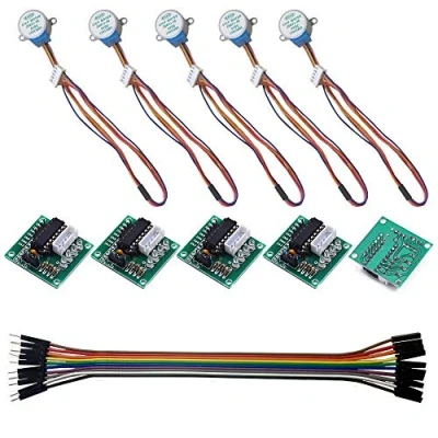 Abbildung von Stepper Motor, 5 Sätze 28BYJ 48 ULN2003 5V Schrittmotor+ULN2003 Treiberplatine, 10 poliger Dupont Draht FM AM, Schrittmotor