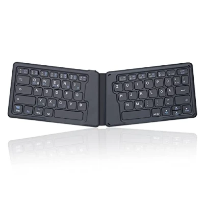 Abbildung von Perixx PERIBOARD 805 Ergo, Bluetooth 5.1 Faltbare ergonomische Tastatur, Ultra dünnes tragbare Falt Dunkelgrau, DE QWERTZ Layout