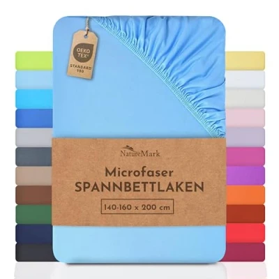 Abbildung von NatureMark Sonderposten!! Mikrofaser SPANNBETTLAKEN zum Sparpreis! viele Größen und Farben Markenware (140x200 160x200 cm, hell blau)