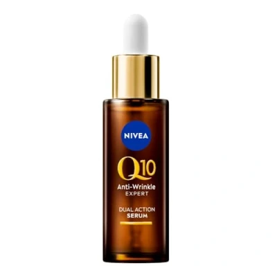 Abbildung von NIVEA Anti Age Serum, Falten Serum mit Q10 mildert und beugt ihrer Neuentstehung vor, straffendes Gesichtsserum Glycostop, Experte Dual Action (30 ml)