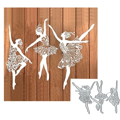 Abbildung von 3 schöne Ballettmädchen Metall Stanzformen für Kartenherstellung, Tanz Ballett Mädchen, Stanzschablonen, DIY, Scrapbooking, Album, dekorative Prägepapier, Karten, Prägung, Handwerk