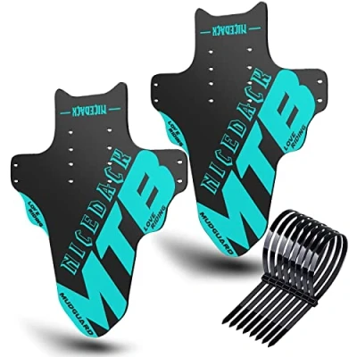 Abbildung von NICEDACK Schutzbleche Mountainbike, 2 Stück Mudguard Fit 20&#039;&#039; 29 Zoll MTB Schutzblech Vorne und Hinten Kompatibler Fahrrad Spritzschutz (Cyan)