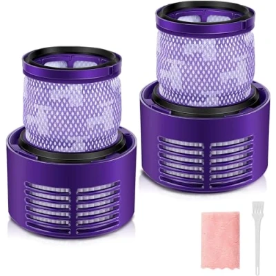 Abbildung von morpilot Filter für Dyson 2 Stück Ersatzfilter V10 SV12 Cyclone Animal Absolute Staubsauger Ersatzteil, Waschbar Hepa mit Reinigungsbürste und Handtuch, Ersetzen Sie # DY 969082 01