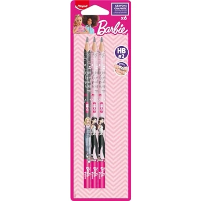 Abbildung von Maped Bleistift BARBIE HB mit Radiergummikopf 6 Stück Holzbleistifte Radiergummi ergonomische Form