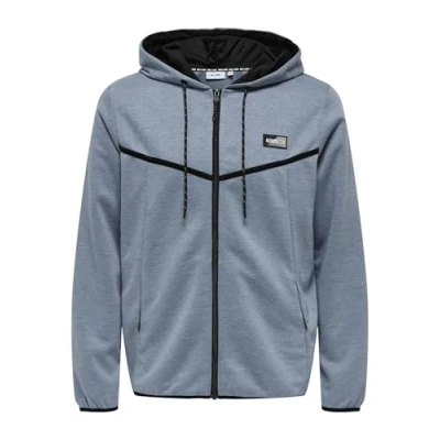 Abbildung von ONLY &amp; SONS Herren Onsliam Reg Hoodie Tracksuit Sweatjacke, Flint Stone/Detail:Melange, L EU