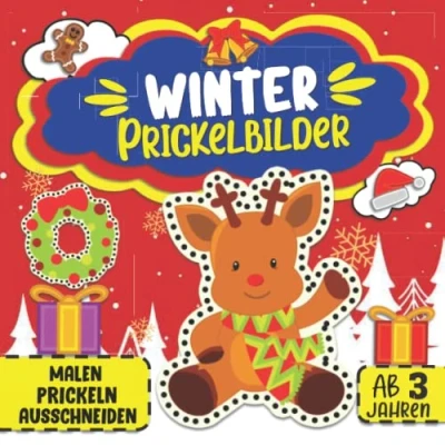 Abbildung von Winter Prickelbilder Ab 3 Jahren (Malen prickeln ausschneiden): und Weihnachten XXL Prickelset, Prickelvorlagen für Kinder, 30 Prickelblock ... große Prickel Mal Bastelbuch Kinder