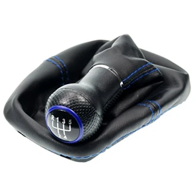 Abbildung von L &amp; P Car Design L&amp;P A0254 5 Schaltsack Schaltmanschette Schwarz Naht Blau Schaltknauf Gang 12mm kompatibel mit VW Golf 2 II 3 III Polo 6N Passat 35i UVM. Schelle Plug Play Ersatzteil