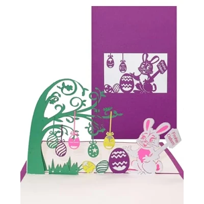 Abbildung von 3D Pop Up Karte Frohe Ostern Osterkarte mit Umschlag, Klappkarte zu Ostern, einzigartige Ostergrußkarte als Karte, Geschenk &amp; Gutschein