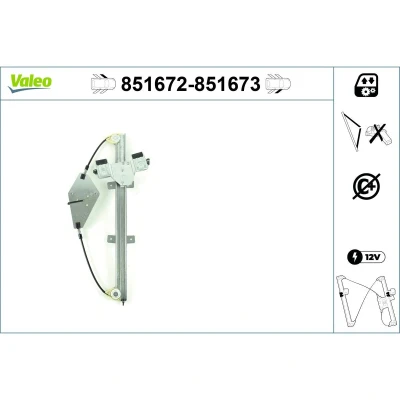 Abbildung von Valeo Fensterheber vorne links elektrisch ohne Elektromotor Komfortfunktion 851672
