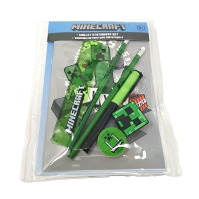 Abbildung von Theonoi Schreibwarenset (7 teilig), Minecraft Schulschreibset für jeden Gamer Fan! Geschenk Schulanfang zum befüllen der Schultüte Mitgibsel, Stifte Notizblock Bleistifte Lineal Anspitzer