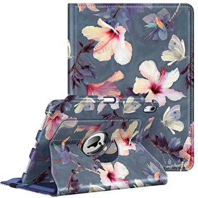 Abbildung von Fintie Hülle für iPad 10. Generation 2022 (10.9 Zoll) mit Pencil Halter Schutzhülle Cover 360 Grad drehbarem Ständer und Auto Schlaf/Wach Funktion, Hibiskus