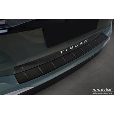 Abbildung von Avisa Matt Schwarz Edelstahl Heckstoßstangenschutz kompatibel mit Volvo EX30 2023 &#039;Ribs&#039;, Mattschwarz