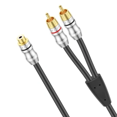 Abbildung von J&amp;D RCA Kabel, 1 Buchse auf 2 Stecker Kurzes Y Splitter Vergoldeter Adapter Stereo Phono 0,3 Meter