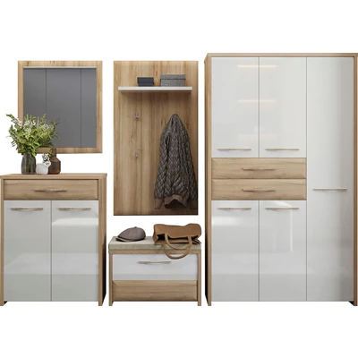 Abbildung von Home affaire Garderoben Set »Gala« Set, Garderobenschrank,Schuhschrank,Schuhbank,Garderobenpaneel,Wandspiegel, 5 Stk. tlg.