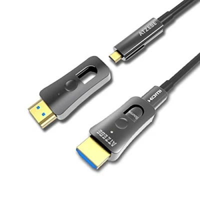 Abbildung von ATZEBE HDMI Glasfaser Kabel 10m, 4k 2.0 unterstützt 4K@60Hz HDR, YUV4:4:4 8bit, 3D, ARC, HEC, CEC, HDCP 2.2 mit Dual Micro und Standard Connectors