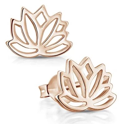 Abbildung von MATERIA Rosegold Ohrringe Lotus Schmuck Damen Ohrstecker Silber 925 vergoldet SO 208 Rose