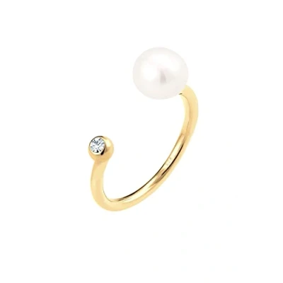 Abbildung von Elli Ring Damen Süßwasserzuchtperle mit Kristalle in 925 Sterling Silber vergoldet
