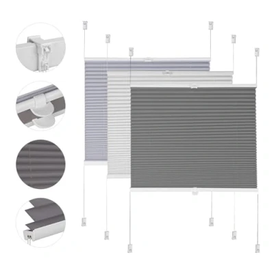 Abbildung von Sekey Plissee ohne Bohren Verdunkelung, Fenster Klemmfix Jalousie 70 cm breit, Verspannt Blickdicht Sonnenschutz Fensterollo, 70x210cm, Dunkelgrau