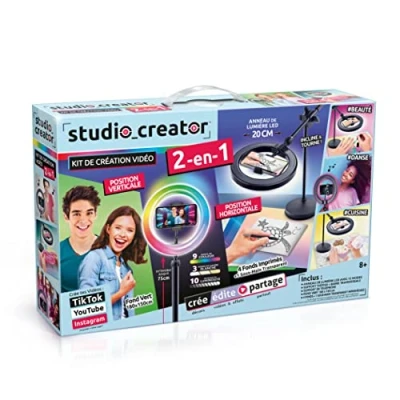 Abbildung von Canal Toys Creator Studio 2 in 1 Videoleuchte mit mehrfarbigem LED Ring, Halterung doppelter Funktion, horizontal und vertikal, INF 027
