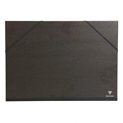 Abbildung von Clairefontaine 44700C Zeichenmappe Kraft Verge mit Gummizug rücken 30 mm, Din A4, innen: 24 x 32 cm, außen: 26 33 schwarz
