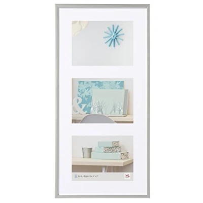 Abbildung von walther design Bilderrahmen silber 3x 13x18 cm Galerie mit Passepartout, New Lifestyle Kunststoffrahmen KV338S