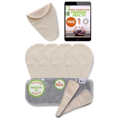 Abbildung von Slipeinlagen waschbar bio Baumwolle TANGA; 7 Pack (Größe S) STRING Waschbare dünn MADE IN EU; wiederverwendbare Stoff Slipeinlagen; Washable Panty Liners für Ausfluss; NICHT bei Periode