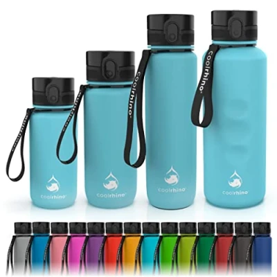 Abbildung von coolrhino Trinkflasche 650ml für Sport, Outdoor, Schule, Fitness &amp; Kinder Wasserflasche auslaufsicher und Bpa frei Flasche Kohlensäure geeignet (Rhino Sky blue, 650ml)