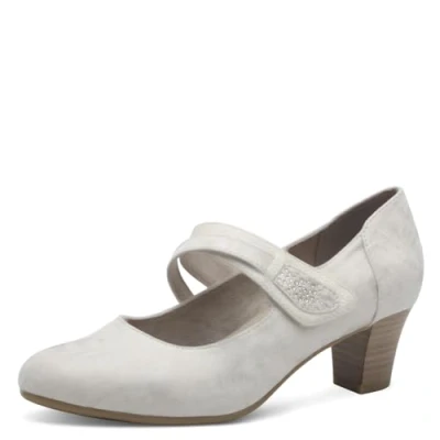 Abbildung von Jana Damen Pumps mit Riemen Mary Jane Vegan, Mehrfarbig (Beige/Gold), 40 EU