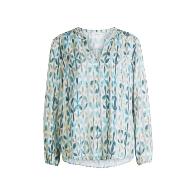 Abbildung von Cartoon Bluse, Damen, Größe: 34, Blau/beige