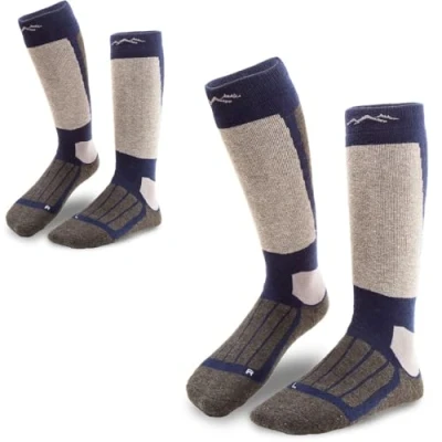 Abbildung von gipfelsport Skisocken für Kinder, Herren und Damen Dicke Socken aus Merinowolle, warme Merino Snowboardsocken, 2x Paar Skistrümpfe, Navy, Größe 28 31