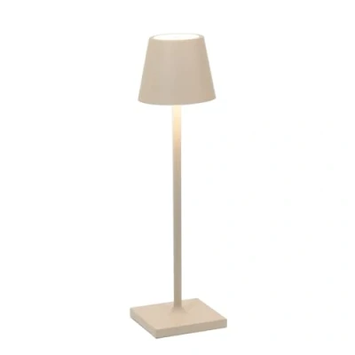 Abbildung von Zafferano, Poldina Micro Lampe, Kabellose, Wiederaufladbare Tischlampe mit Touch Control, Geeignet für Wohnzimmer und Außenbereich, Dimmer, 2200 3000 K, Höhe 27,5 cm, Farbe Sand