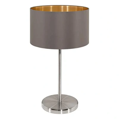 Abbildung von Eglo 31631 Tischlampe MASERLO Textil cappuccino, gold E27 1X60W H:42cm Ø23cm mit Kabelschalter