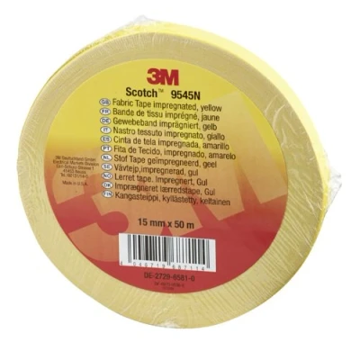Abbildung von 3M 9545NY15 Scotch 9545N Imprägniertes Gewebeband, 15 mm x 50 m, 0,3 mm, Gelb