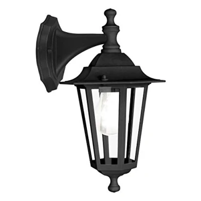 Abbildung von EGLO Außen Wandlampe Laterna 4, 1 flammige Außenleuchte, Wandleuchte aus Aluguss und Glas, Farbe: Schwarz, Fassung: E27, IP44