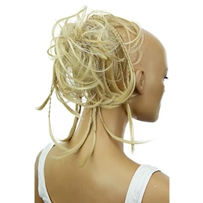 Abbildung von CAISHA XXL Haarteil Haargummi Daisy Dutt Hochsteckfrisuren Mit Geflochtenen Zöpfen Gewellt Kunstfaser Hitzebeständig DM17cm Hellblond G26D