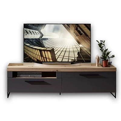 Abbildung von Stella Trading LOFT TWO TV Board in Artisan Eiche Optik, graphit Hochwertiges Low für Ihr Wohnzimmer 192 x 55 44 cm (B/H/T)