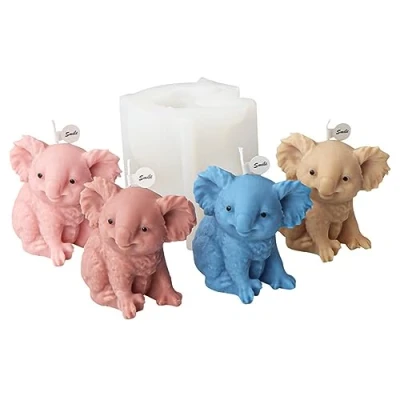 Abbildung von Xidmold 3D Koala Silikonform Kerzenform Tier Silikon Formen für Fondant, Sojawachs Kerzen, Seife, Gipsskulptur, Epoxidharz, Handwerk
