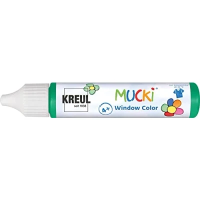 Abbildung von KREUL 24413 Mucki Window Color, dunkelgrün, 29 ml Pen, Fenstermalfarbe auf Wasserbasis, parabenfrei, glutenfrei, laktosefrei, vegan, leicht vermalbar, auswaschbar