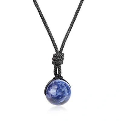 Abbildung von COAI Geschenkideen Unisex Halskette mit Edelstein Anhänger aus Sodalith Kugel Amulett