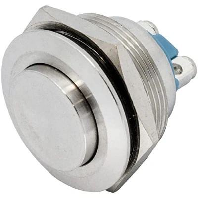 Abbildung von Lumonic Edelstahl Drucktaster erhaben 25mm Durchmesser Button I Maße: Schraubanschluss 250V 3A Vandalismussicher nach dem IP65 Standard