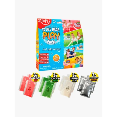 Abbildung von 12 Use Mega Play Pack von Zimpli Kids, 3 x Gelli Play, Slime Snoball &amp; Crackle Baff, Kinder sensorisches Spielspielzeug, pädagogische Lernaktivität, DIY kreatives Spielzeug