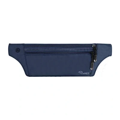Abbildung von Ryaco Flache Bauchtasche Hüfttasche mit RFID Blocker für Damen und Herren, Reise Versteckbarer Geldgürtel Money Belt zum Sport Reisen Fitness oder Joggen Geld, Karten, Pass, IDs (Dunkelblau)