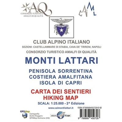 Abbildung von Monti Lattari. Penisola sorrentina. Costiera amalfitana. Isola di Capri. Carta dei sentieri scala 1:25000