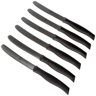 Abbildung von ZWILLING Twin Grip Messer Set, 6 teilig, Frühstücksmesser, Klingenlänge: 12 cm, Rostfreier Spezialstahl/Kunststoff Griff, Schwarz