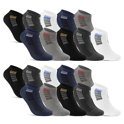 Abbildung von 8 12 20 Paar Sneaker Socken Herren Mehrfarbig Baumwolle 16735 (20 43 46)