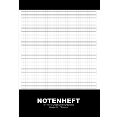 Abbildung von Notenheft Mit Notenlinien Und Hilfslinien: A4 Für Das Gleichmäßige Schreiben Lernen Von Noten 28 Seiten Musiker Schüler Zum ... Mattes Buchcover im schlichten Schwarz